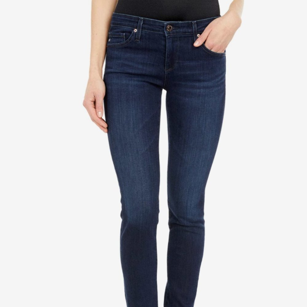AG Adriano Goldscgmied The Stilt Crop Mid Rise Dark Wash Cigarette Crop Jeans